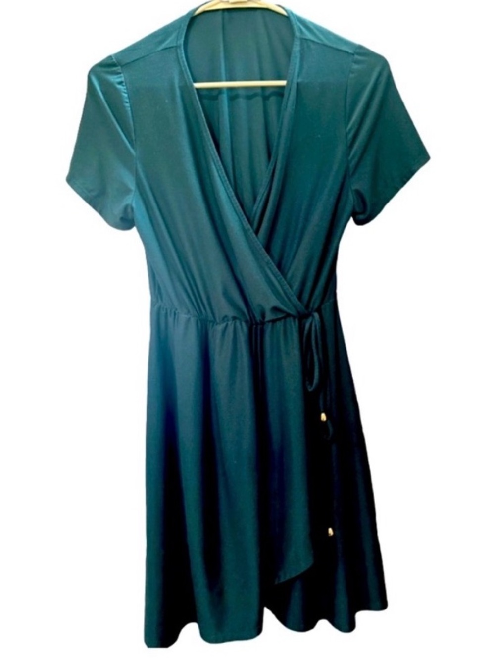 Love Fast Live Hard Teal Faux Suede Faux Wrap Dress M